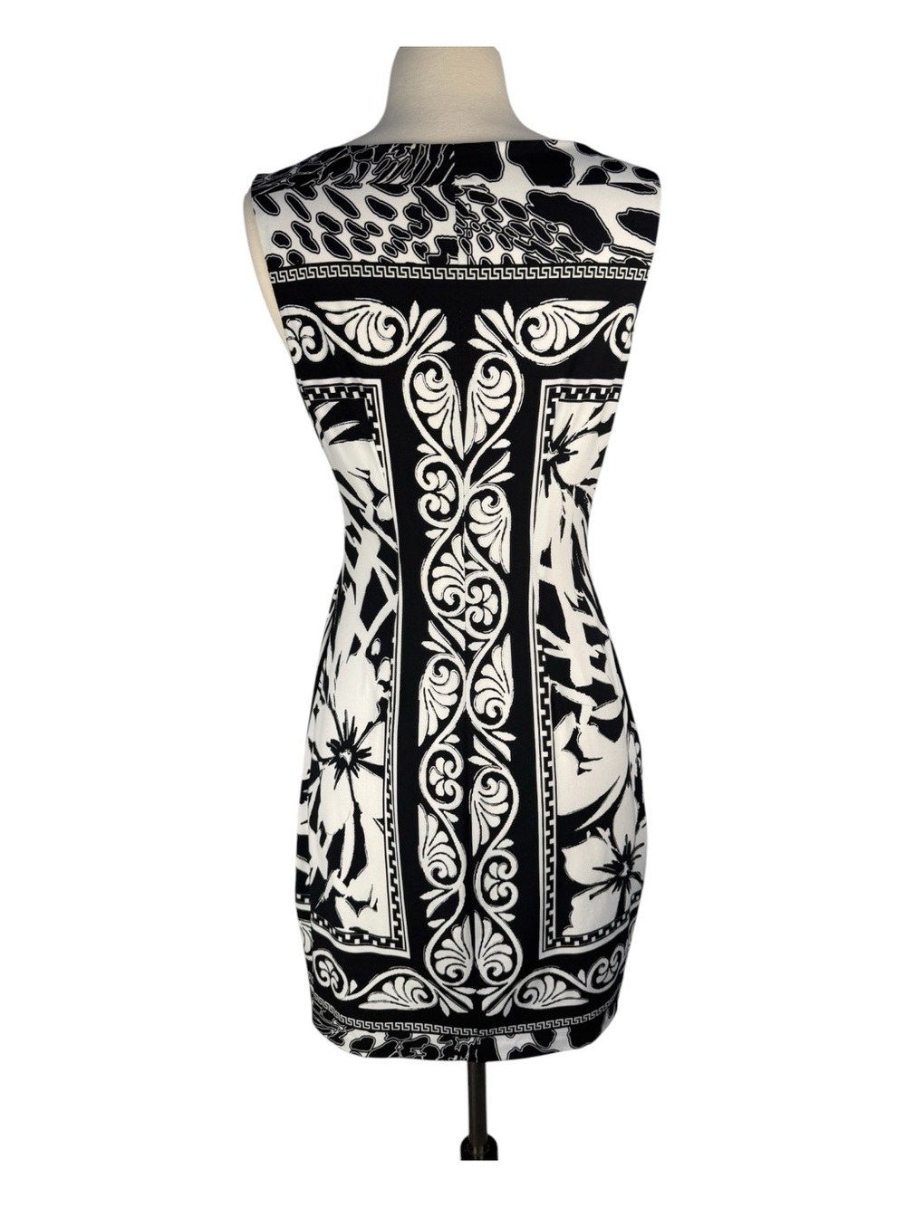 CACHE Vtg Black & White Sheath Dress Cocktail Resortwear Retro Y2K 90s Excellent
